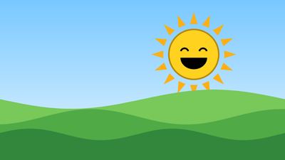 Widescreen Sun over Hills smiley wallpaper
